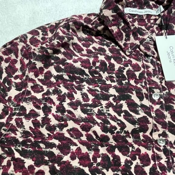 Calvin Klein Jeans Women's Animal Print Shirt Small, Long Sleeve | New - Picture 4 of 15